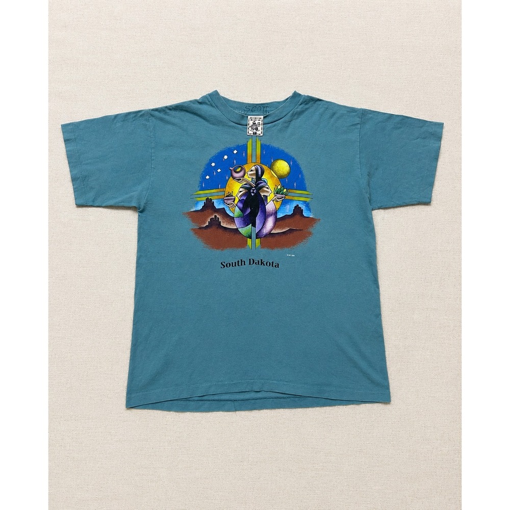 Vintage 1995 South Dakota Native American Art T-Shirt Men's L  USA Graphic tee
